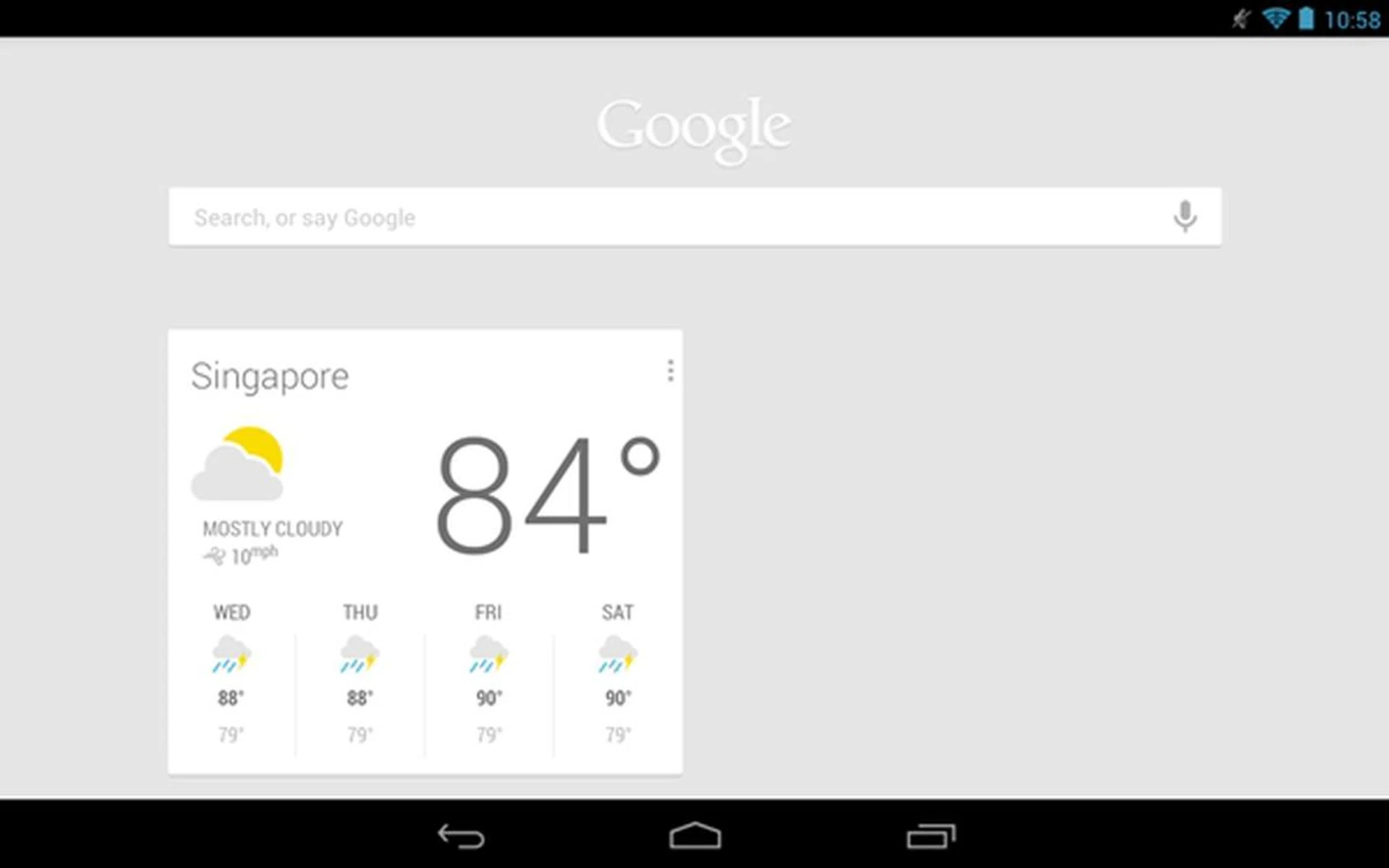 Location services need to be enabled in order for the cards to show you the relevant information. For example, the card will show you the weather forecast for today and the rest of the week in Singapore.