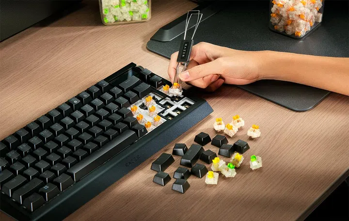 The keyboard only comes with orange tactile switches pre-installed. Photo: Razer