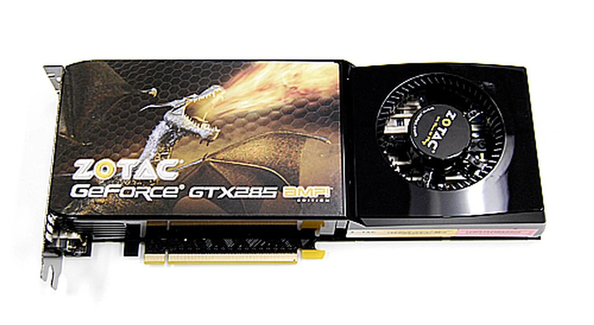 As you can see, the new GeForce GTX 285 retains the GT 200's signature big black brick look.