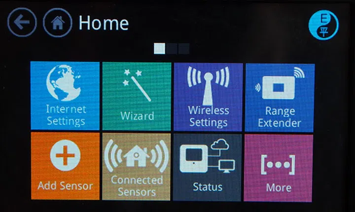 The touchscreen interface allows quick setup and access to important router settings.