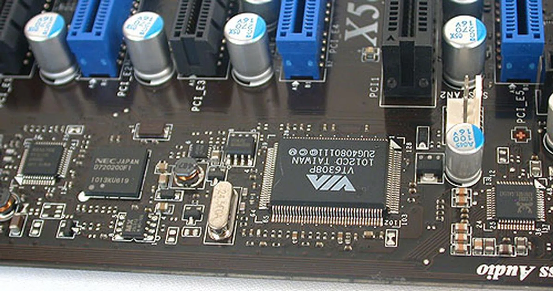 The typical onboard controllers that are found on many of today's motherboards. From audio to Ethernet to FireWire and of course now, the NEC USB 3.0 controller that's apparently the only option for USB 3.0 support. 