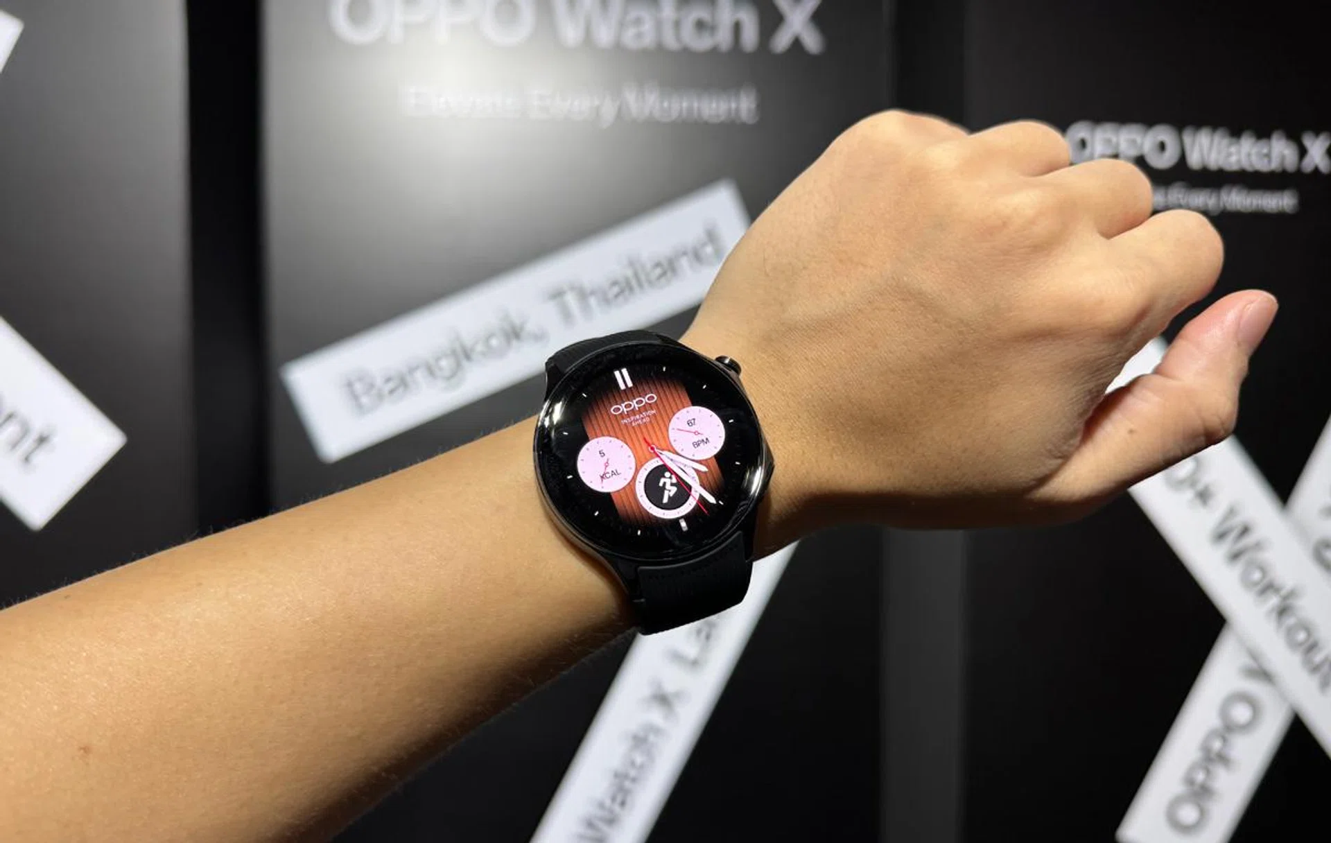 On a slim person's wrist, the OPPO Watch X appears oversized.