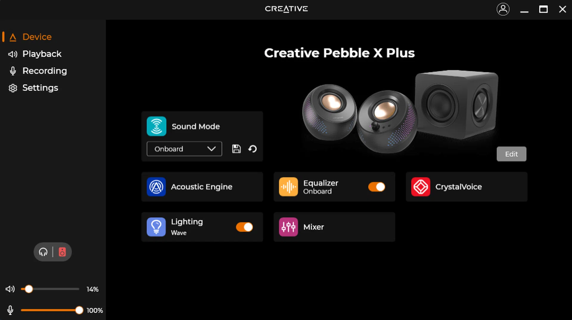 The Creative App lets you configure the speakers and tweak the sound to your liking.