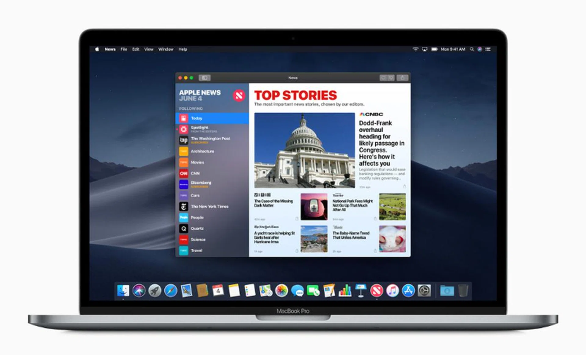 The Apple News app on macOS Mojave. (Image source: Apple)
