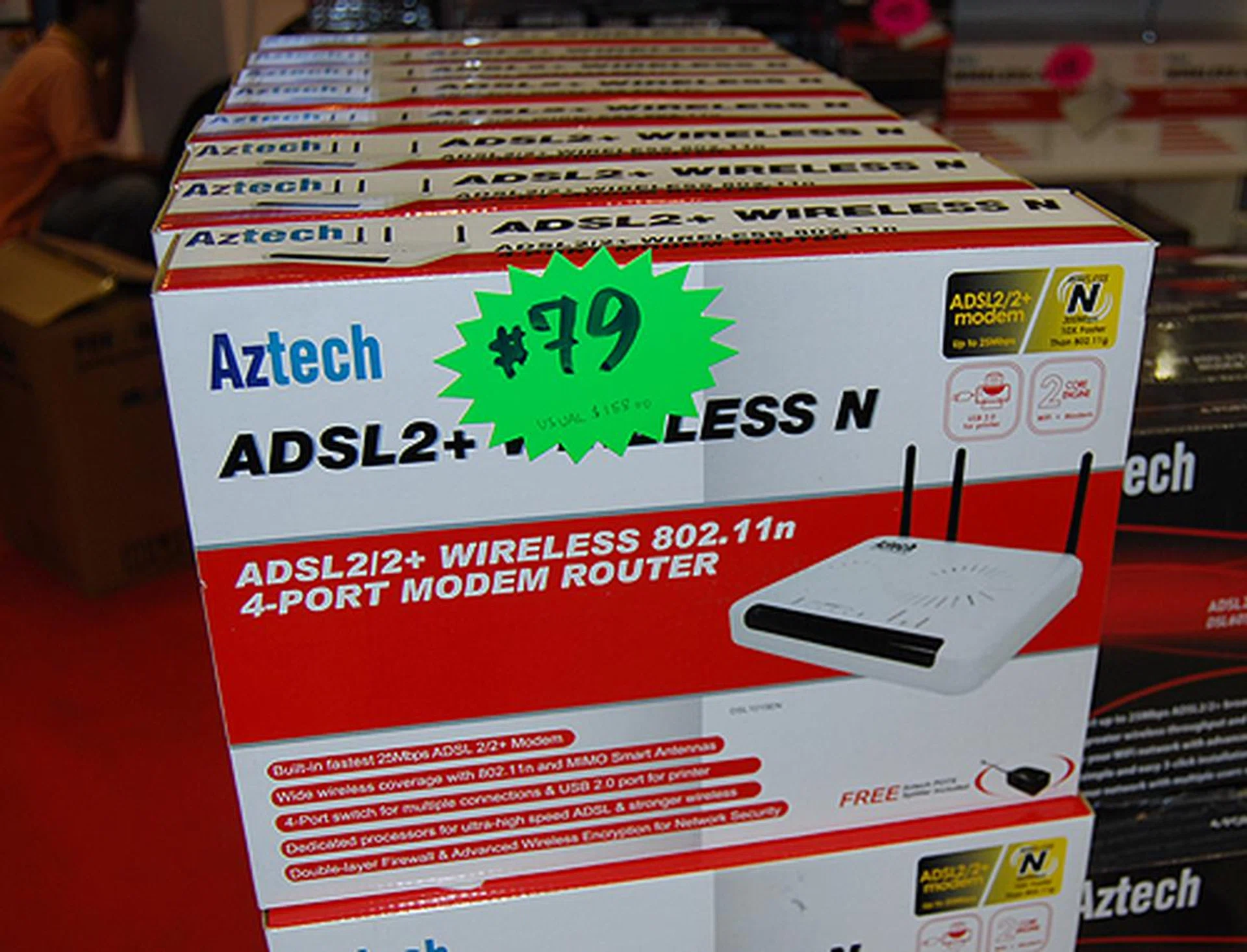 The DSL1015EN 25Mbps ADSL 2/2+ modem from Aztech is going at nearly half-price! $79 (U.P. $158).