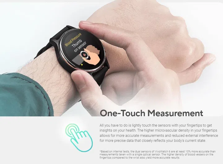 By placing your thumb and index finger on its sensors, you can get all the readings done in one go. Image: ASUS.