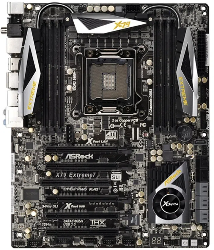 The heatsinks that provided further cooling features to the VRMs of the X79 Extreme7 are aptly labeled 'Extreme'.