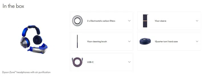 Accessories in the standard Dyson Zone.