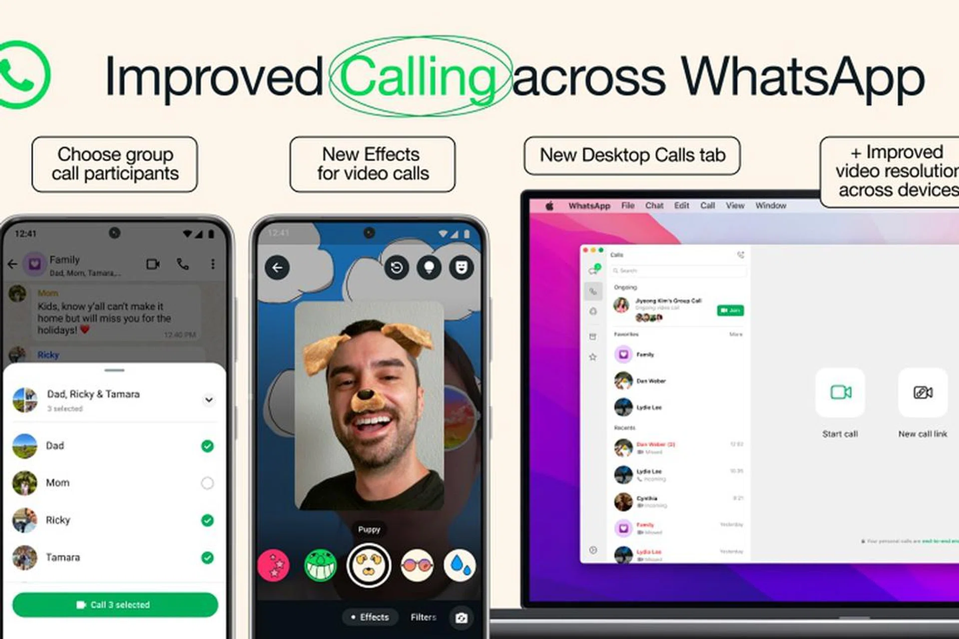 WhatsApp users can enjoy better quality video calls and an improved calling on desktop. Photo: WhatsApp