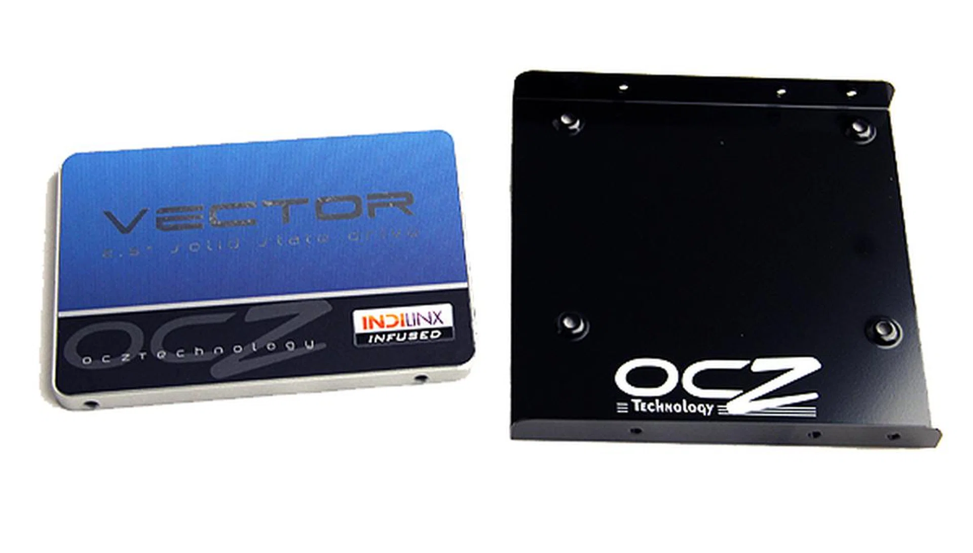 The OCZ Vector comes with an installation bracket that holds the drive in place when slotted into typical 3.5-inch hard drive bays.