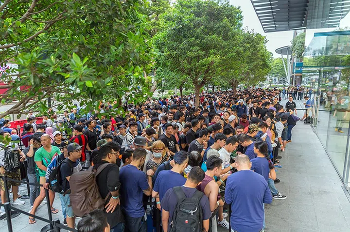 The queue outside the flagship Apple Store in Orchard Road, moments before the iPhone X officially went on sale.