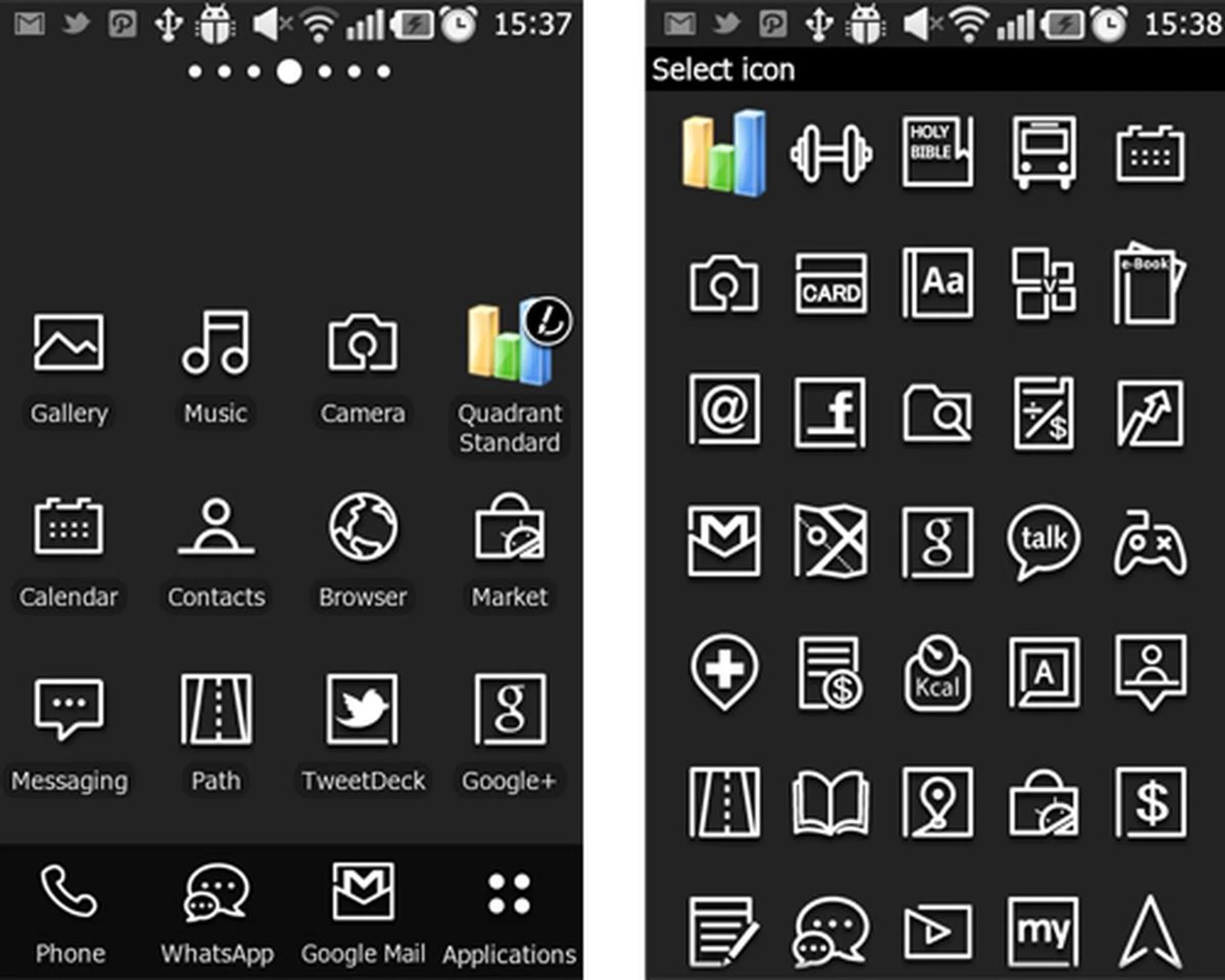 The fun is in editing icons of your downloaded apps to match the black and white theme on the Prada phone's user interface.