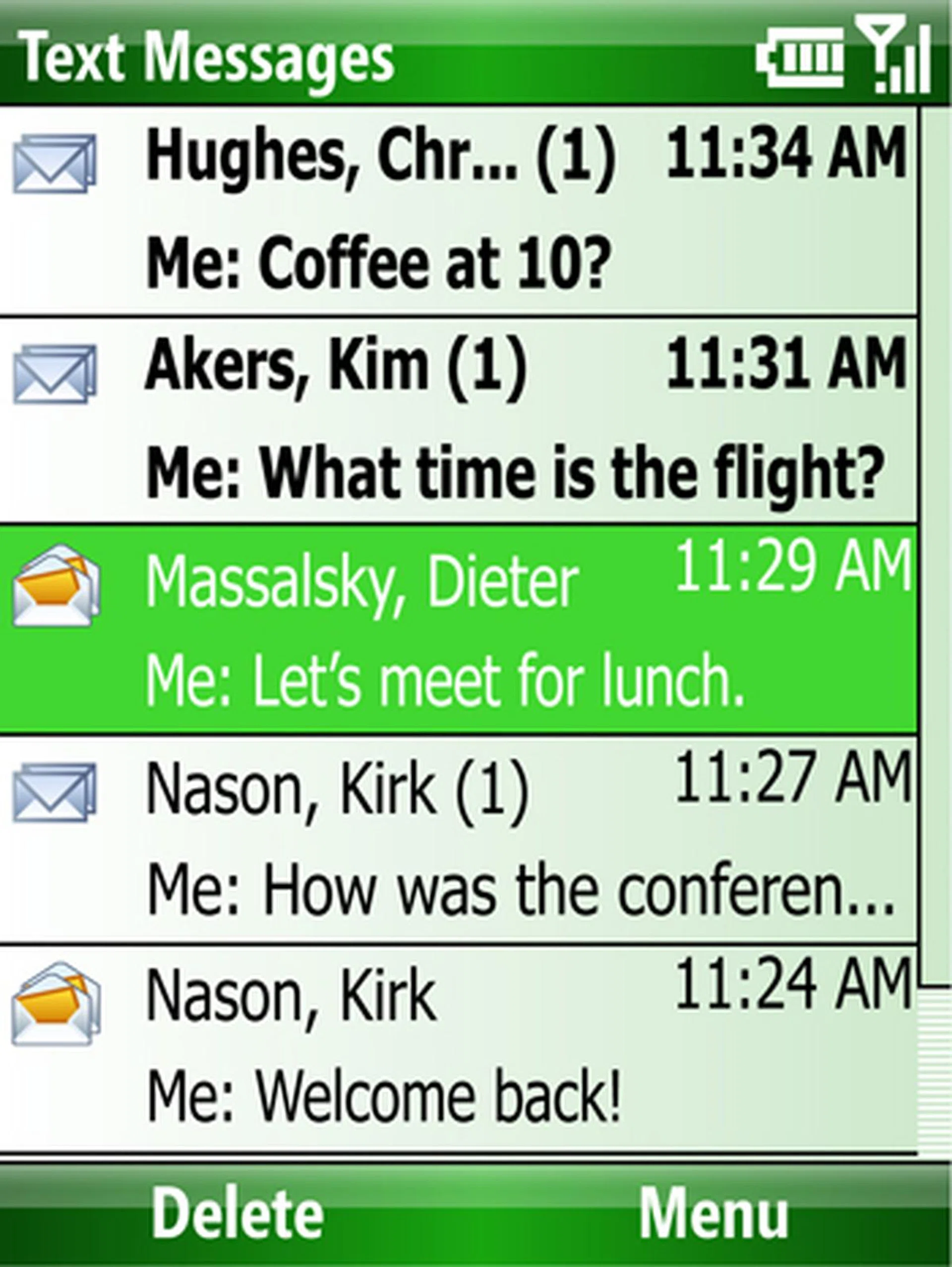 The standard messaging interface is still present. However, there's an added search function to locate the message or sender, and more importantly, after you select the message...