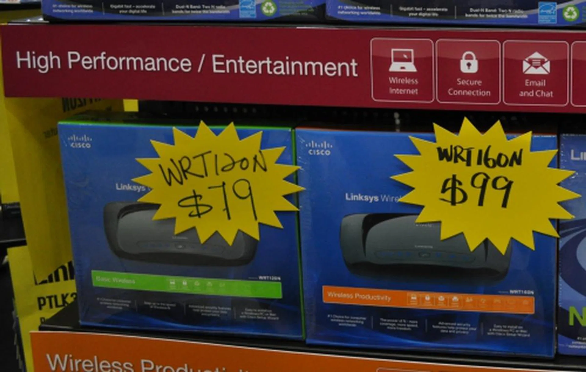 If you want a straight forward draft-N router without the frills, why not consider the very affordable WRT-120N (right)? It comes with 4 LAN ports, a single WAN, and supports Wi-Fi Protected Setup as well. 