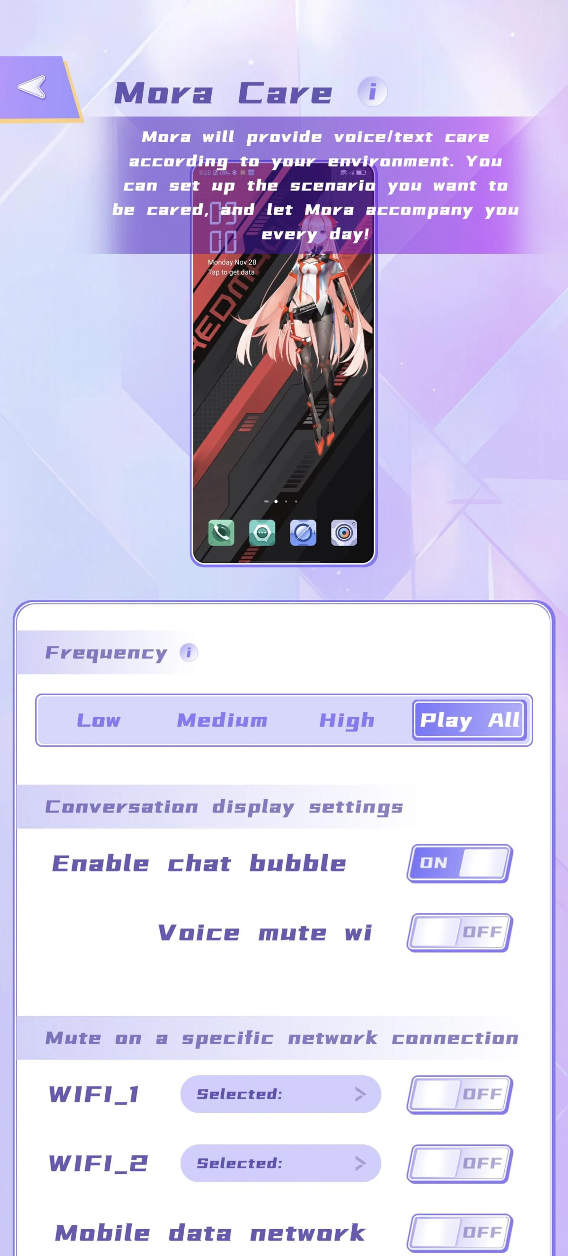 Mora settings. Photo: HWZ.