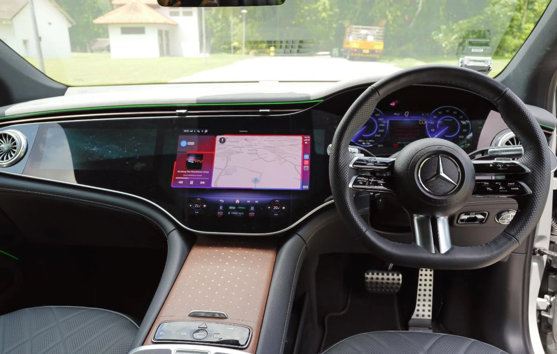 The Hyperscreen (display for the passenger) is standard on the AMG line but optional on the Electric Art line. According to the price list, it's a S$49,300 option.
