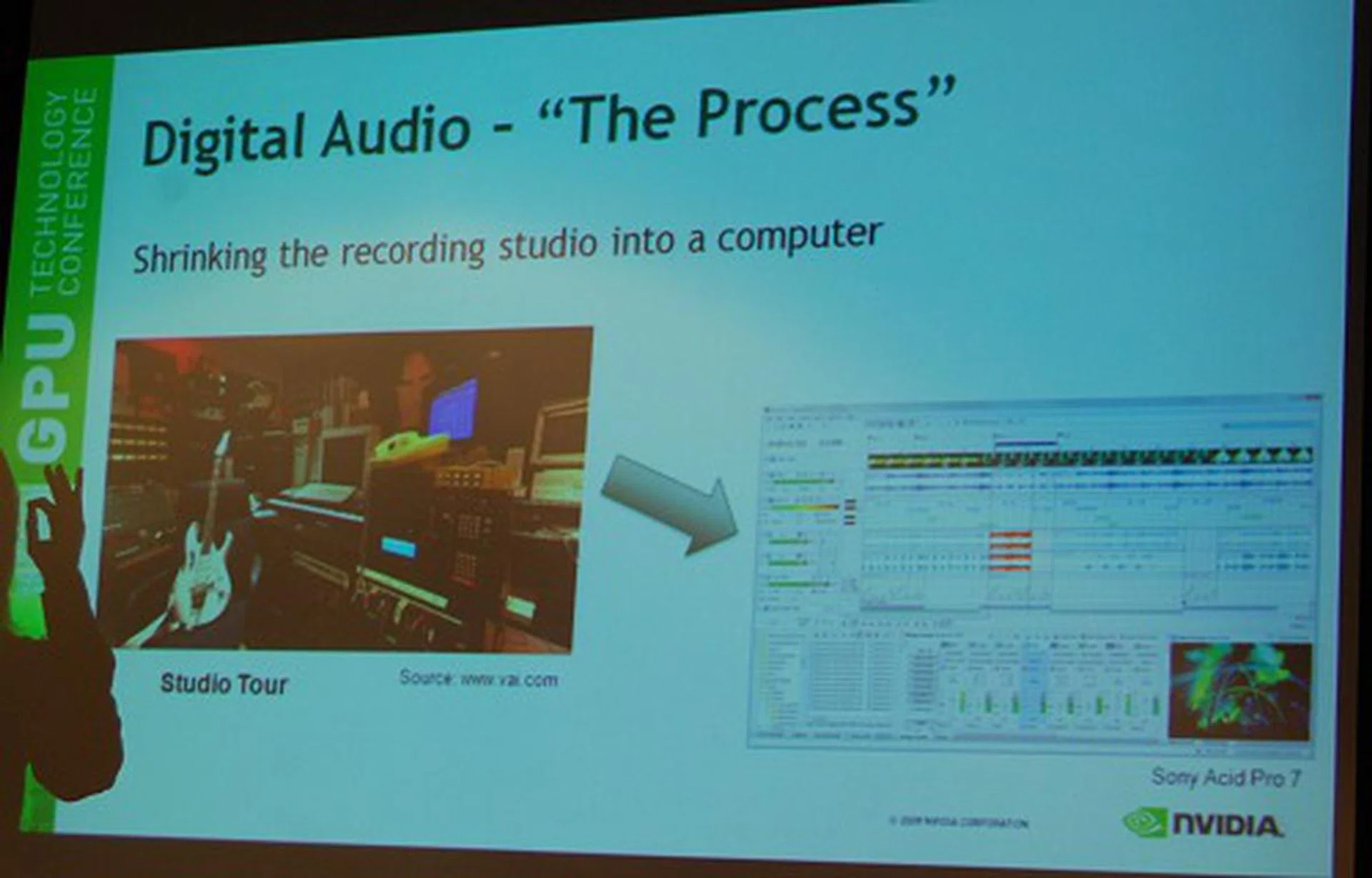 Rudy Sarzo was present for this session and was relating his experience in audio production with modern software and hardware. As seen here, looks like Sony's Acid Pro 7 supports using GPU for audio processing, but it would likely require a plug-in. Details were not available for confirmation at the time of reporting.