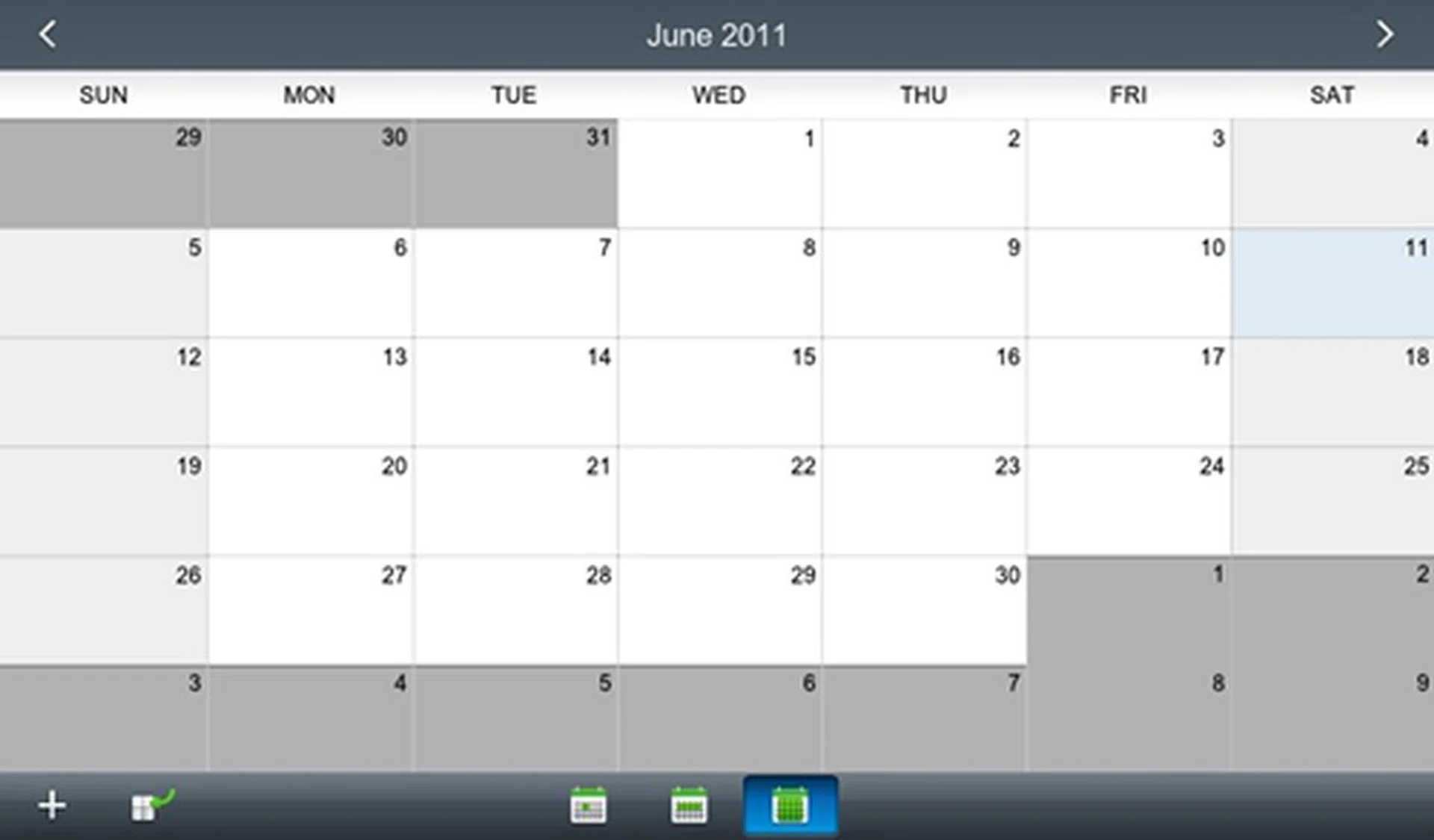 The Calender app allows you to view and edit appointments. You can choose to view your calender in the day, week or month format.
