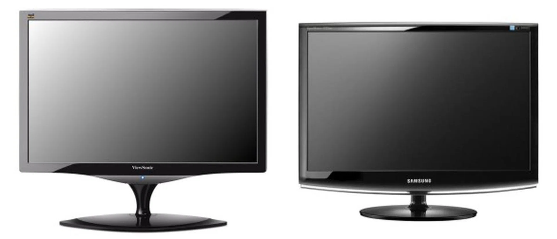 Viewsonic VX2268WM (left) and the Samsung SyncMaster 2233RZ (right). Note the Viewsonic's longer neck stand, thus making it seemingly larger than it really is.