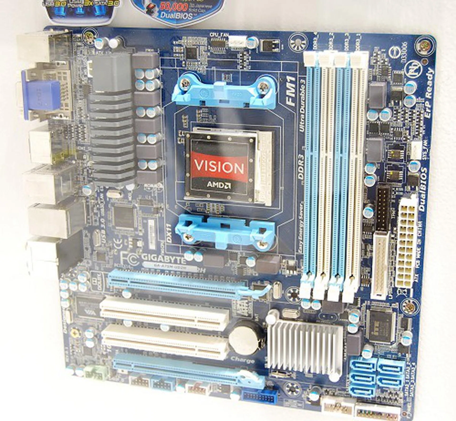 The Gigabyte GA-A75M-UD2H is our first encounter with an AMD Llano CPU based motherboard. As you should know by now, the Llano is a Fusion based processor and is a step-up from the current Brazos platform that feature either the Ontario or Zacate APUs. Llano will have a more powerful CPU processing engine a better graphics engine (Radeon HD 65xx) class - great for mainstream needs. Sporting the FM1 socket, this micro-ATX board comes with a host of Gigabyte-centric features.
