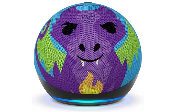 Amazon Echo Dot Kids in Dragon motif.