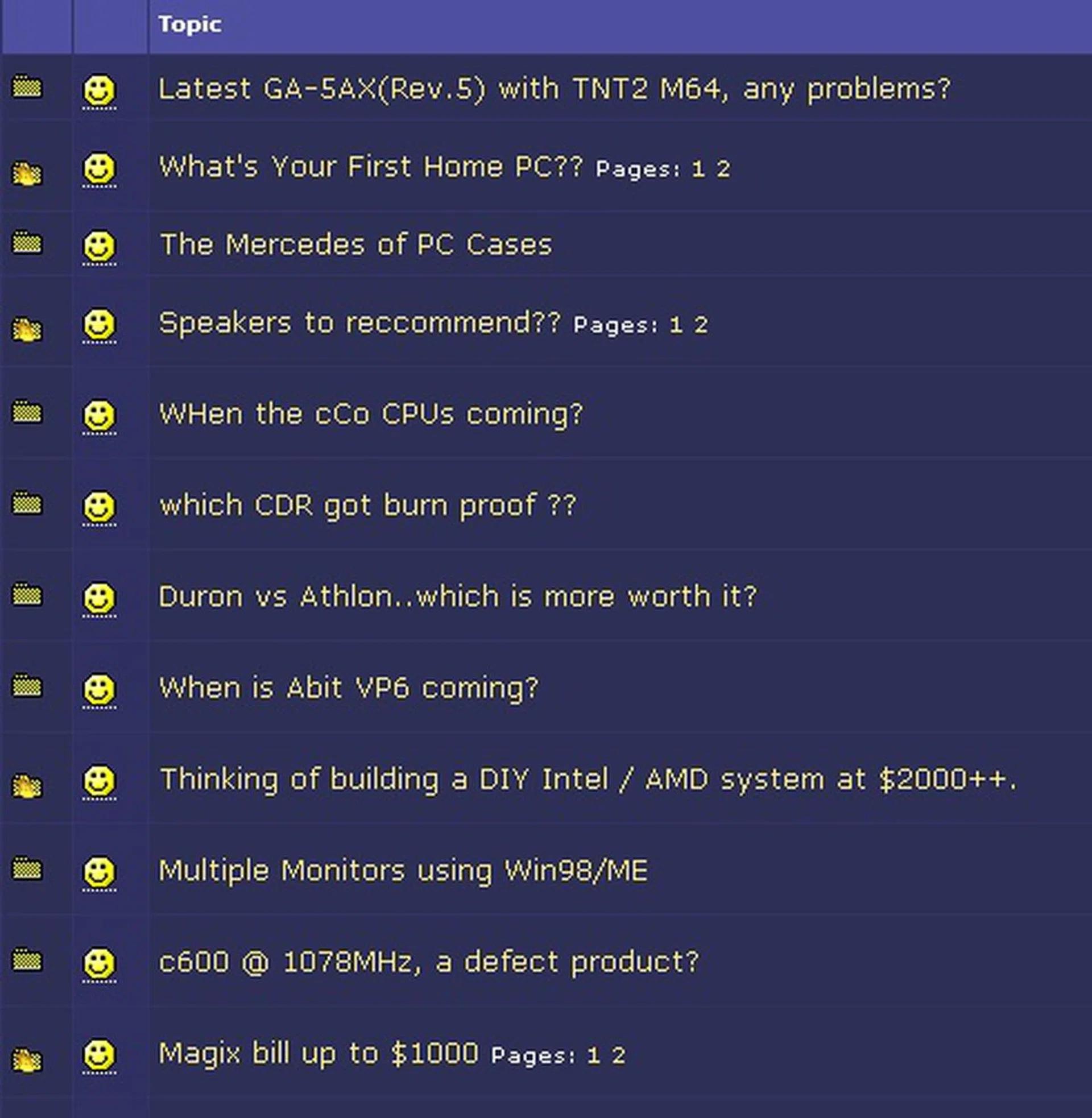 Here's a snap at the Hardware Clinic back then. Click for the entire page view.