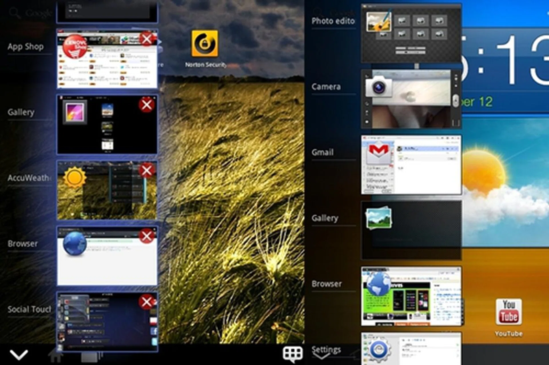 It is more user intuitive to have the task killer function integrated as part of the multitasking menu on the Lenovo IdeaPad Tablet K1 (left) compared to that of the Samsung Galaxy Tab 10.1 (right).