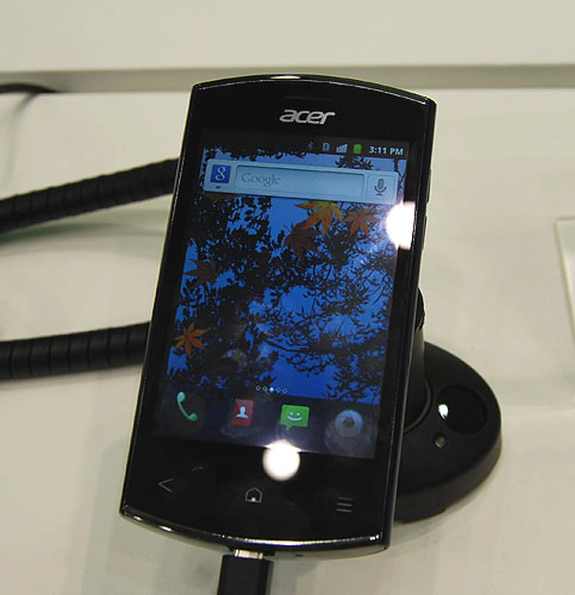 On the Android smartphone front, Acer has the 3.5-inch HVGA E320, which will run Gingerbread, and comes with Acer Shell 4.2, a custom UI. However, it uses a relatively slow 800MHz Qualcomm processor.