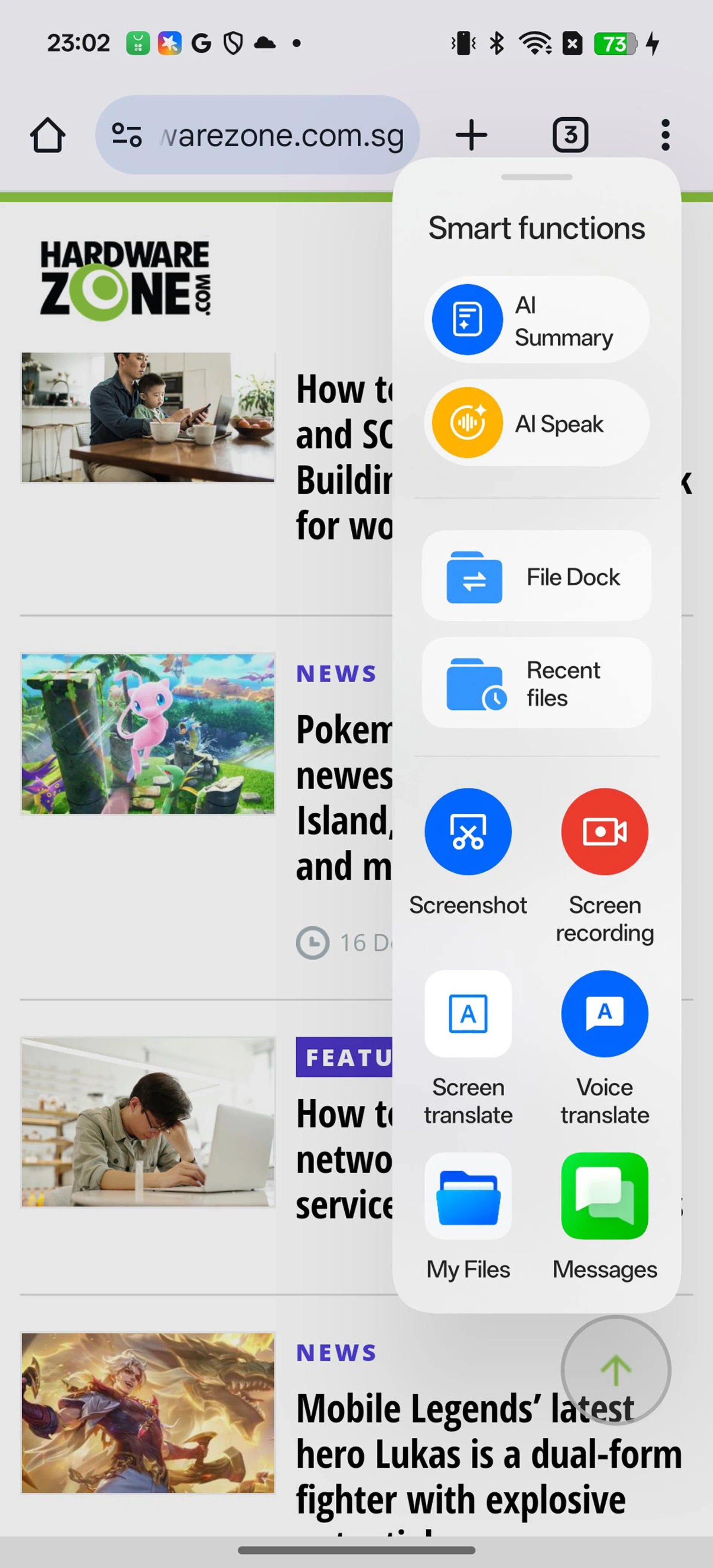 AI Toolbox is a hidden floating menu that you can pull out in relevant apps. The functions at the top depends on the app you're in. Screenshot: HWZ.