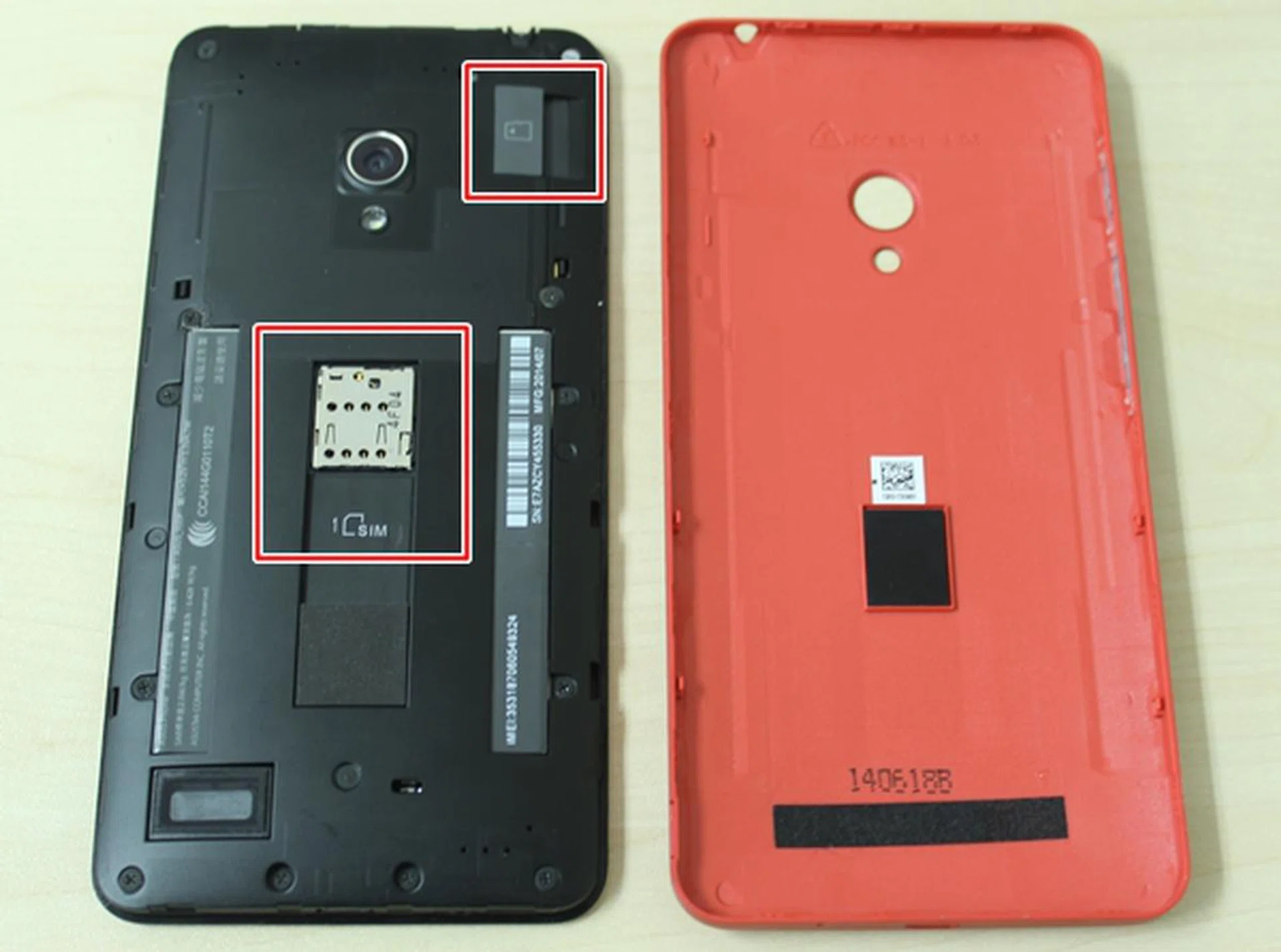 You only get one micro-SIM card slot (center) and a microSD memory card slot (top right) on the ASUS ZenFone 5 LTE.