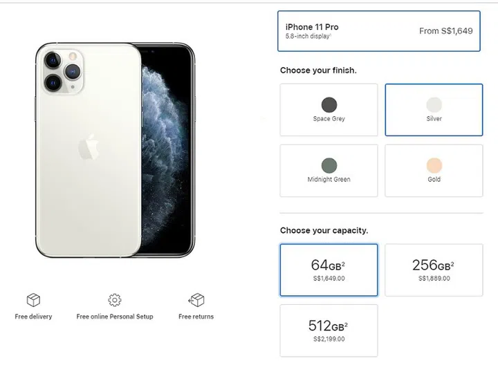 Apple iPhone 11 Pro local pricing. (Image Source: Apple Store)