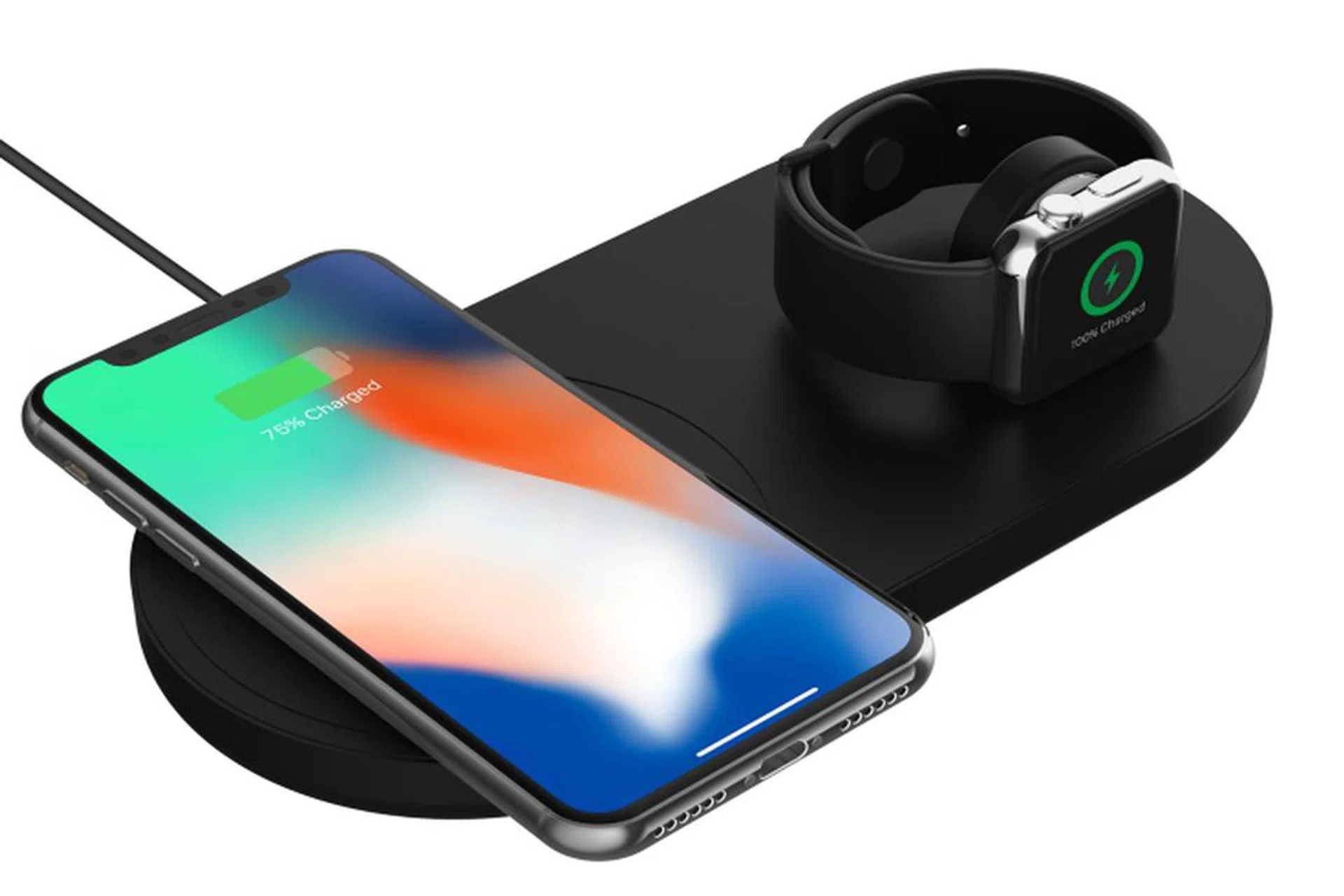 Griffin PowerBlock Wireless Fast Charging Pad with Apple Watch Dock