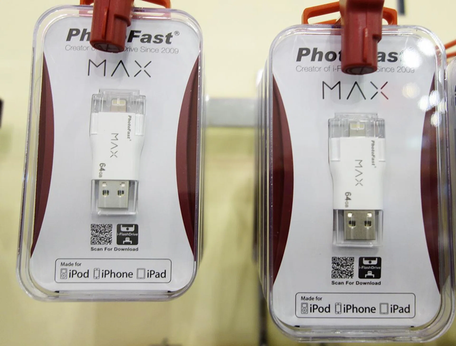 The PhotoFast i-FlashDrive MAX allows you to transfer content from your iOS devices with Lightning connectors to other USB-enabled hosts. The 64GB version retails at S$269 at Nubox (Booth 6016). The 128GB version isn't available yet.