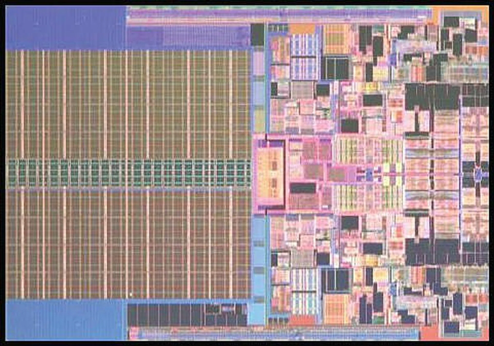 Here's the Penryn die photo. It is said that this dual-core processor has 410 million transistors! 45nm process technology will surely be necessary to maintain current thermal and power envelopes and thankfully Intel is in a position to deliver that.