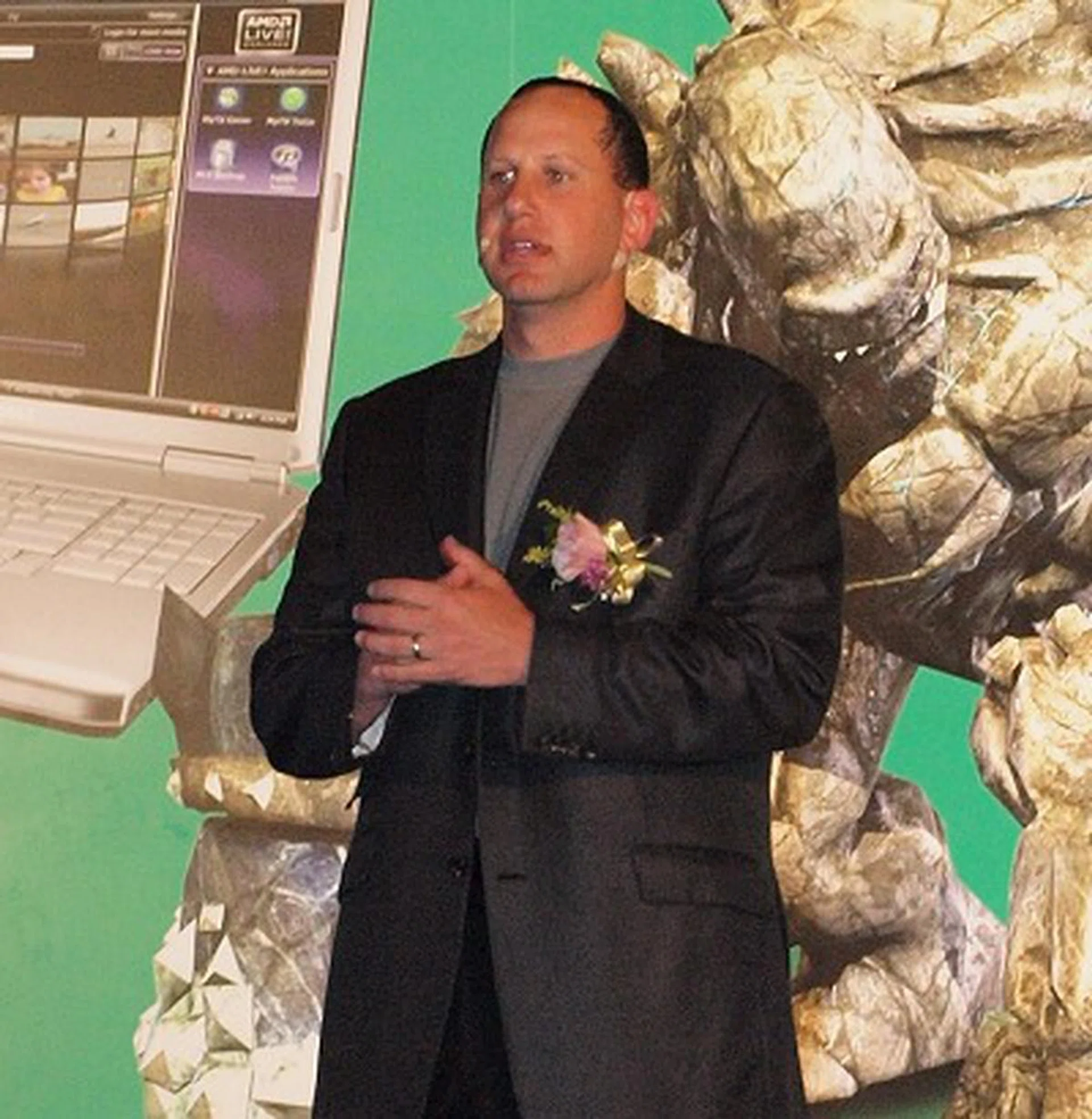  Microsoft's Steve Guggenheimer (Corporate VP of OEM Division), was also present to give a quick speech and demo of how in Windows 7 the CPU and GPU are used in tandem to drive performance and efficiency its to accelerate certain tasks natively - such as transcoding videos to certain media devices without user intervention and at a much speedier pace than when done with just the CPU.  
