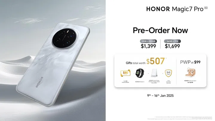 Honor Magic7 Pro Singapore pricing and availability. Image: Honor.