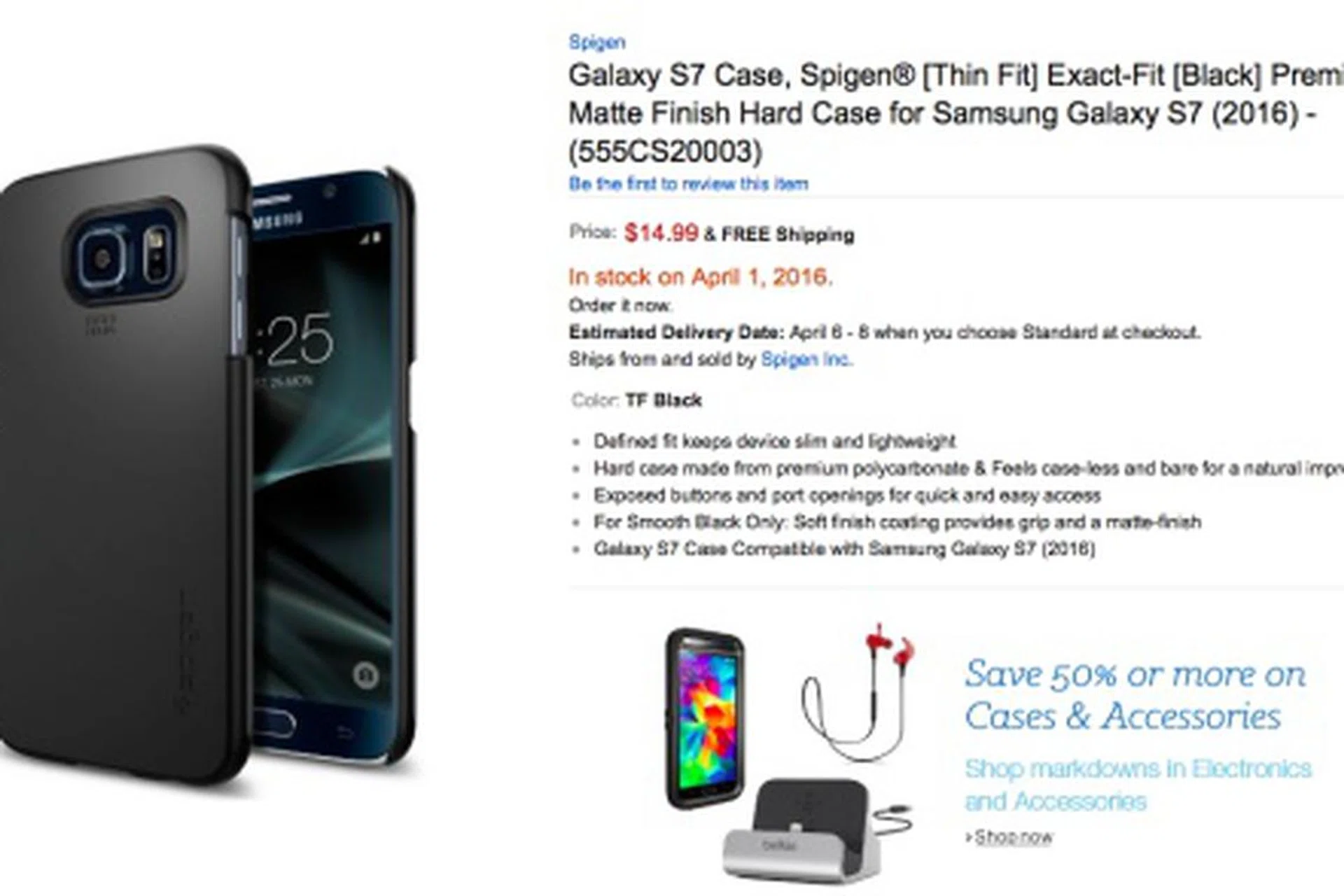 The Spigen case for the Samsung Galaxy S7. <br> Image source: Amazon