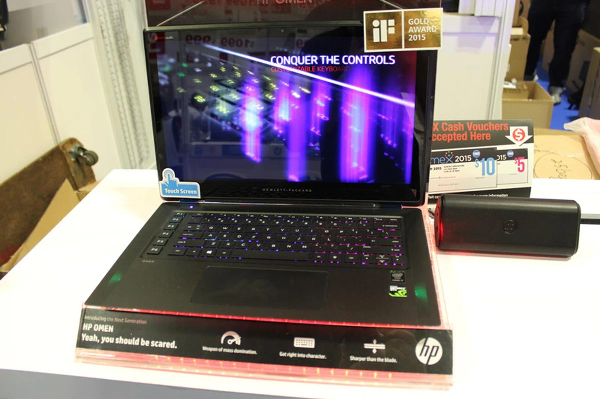 The HP Omen is an 15.6-inch notebook with a 1920 x 1080 pixels touchscreen IPS display, with an Intel Core i7-4710HQ (2.5GHz, 6MB L3 cache), NVIDIA GeForce GTX 860M (2GB VRAM), 8GB DDR3L RAM and 128GB SSD storage. It comes installed with Windows 8.1 and costs $2,299.