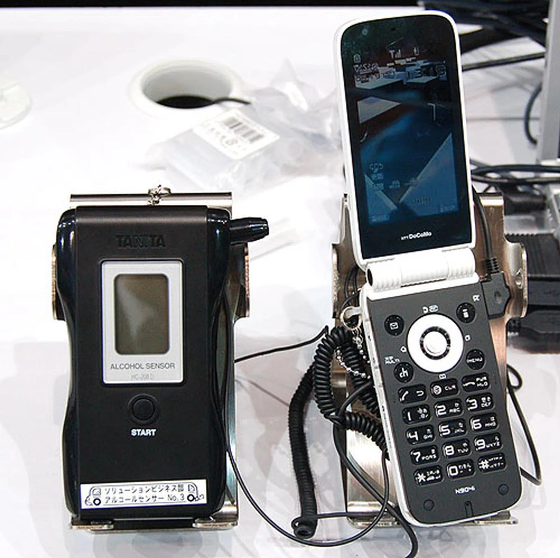  Another interesting thing we saw is this alcohol level breath analyzer device that can be linked to a videophone. An example application is to check if bus drivers are sober before they start on their bus routes. The videophone is used to verify the identity of the user and transmit the information back to the company.  