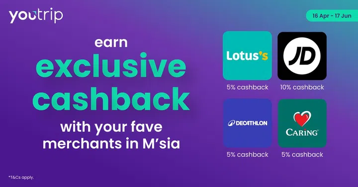 YouTrip has 3%, 5% and even 10% cashback to celebrate this wallet launch. Read below for details. Image: YouTrip.