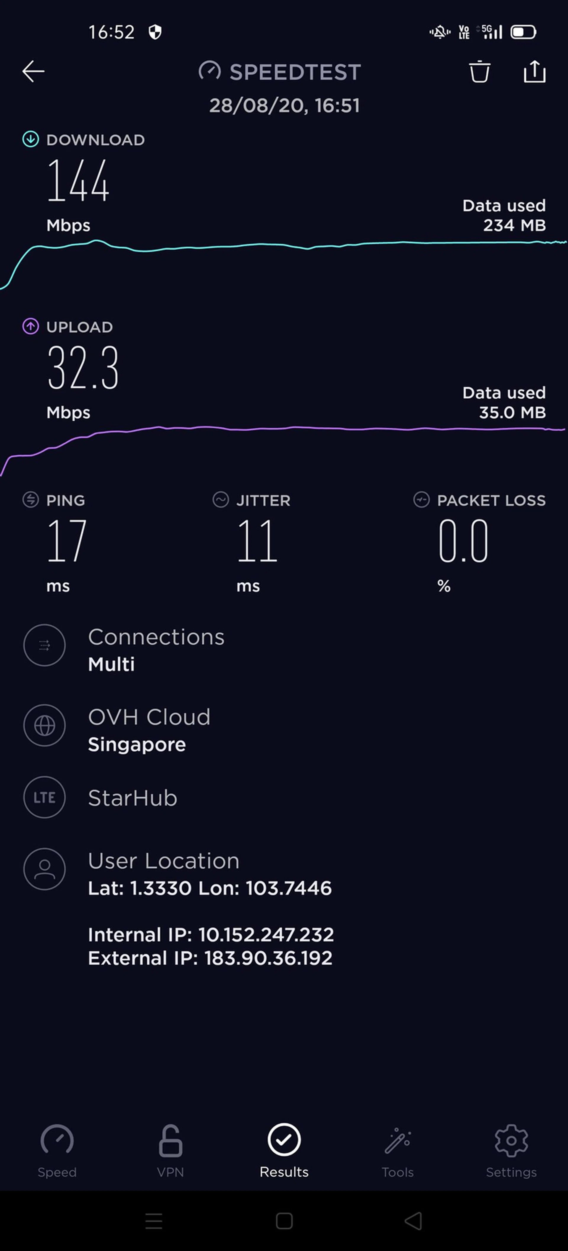 StarHub 5G trial network, Test 2.