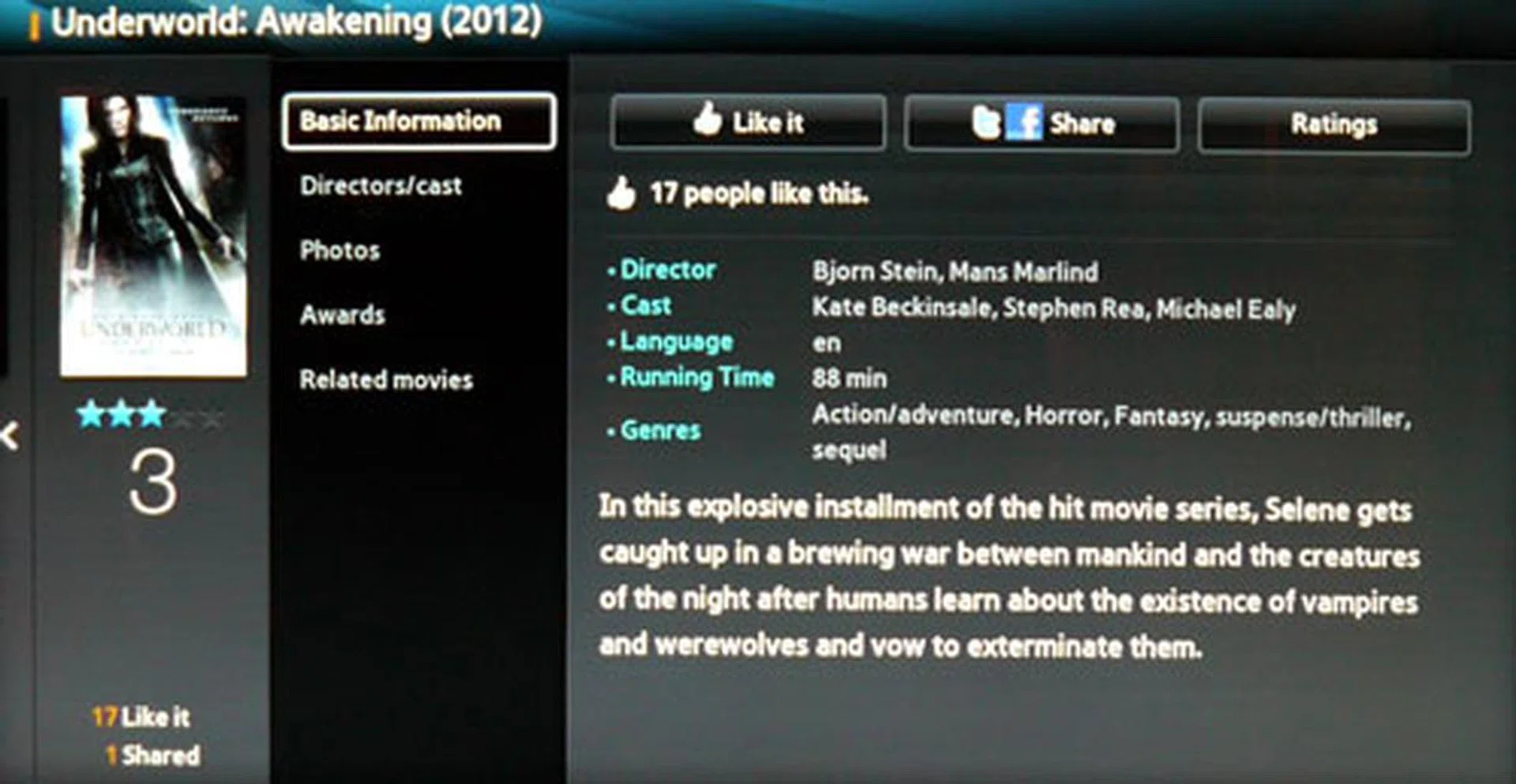 Samsung's 'Your Video' app does not offer any VOD services, but rather, it provides basic information about the film's synopsis, photos, cast and other details.  