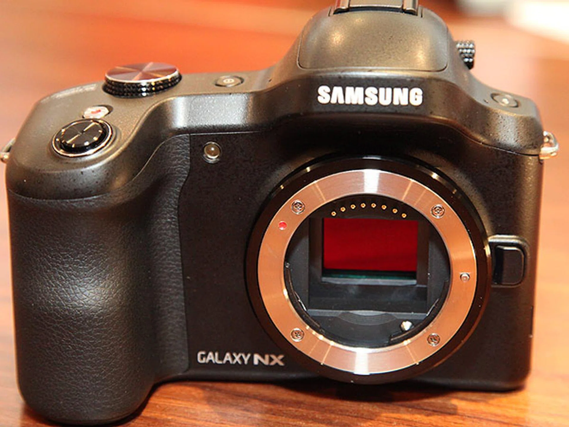 The 20.3 megapixel APS-C CMOS image sensor within the Samsung Galaxy NX mirrorless interchangeable lens system camera.