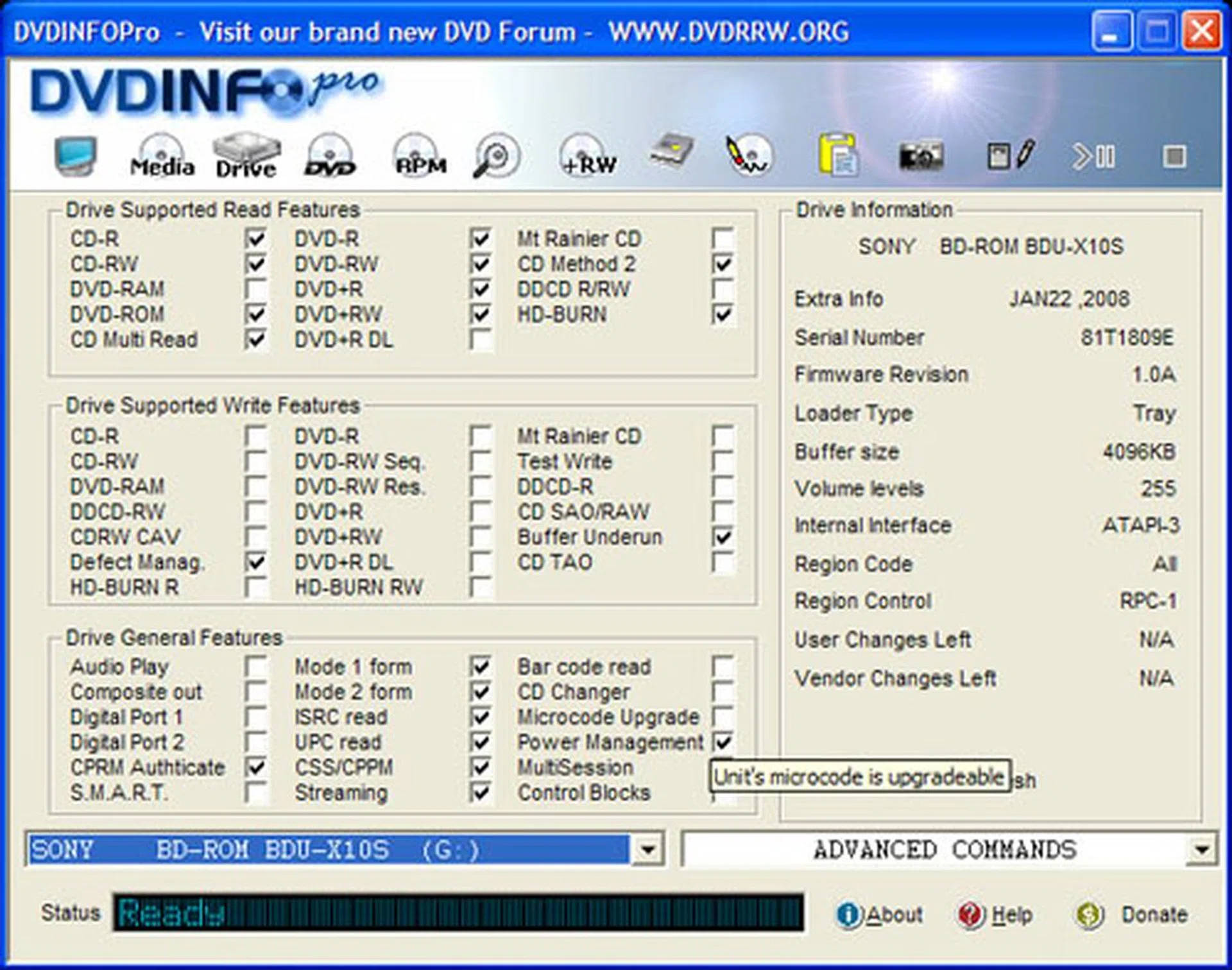 Like most optical drives today, the firmware on the Sony BDU-X10S is upgradeable.
