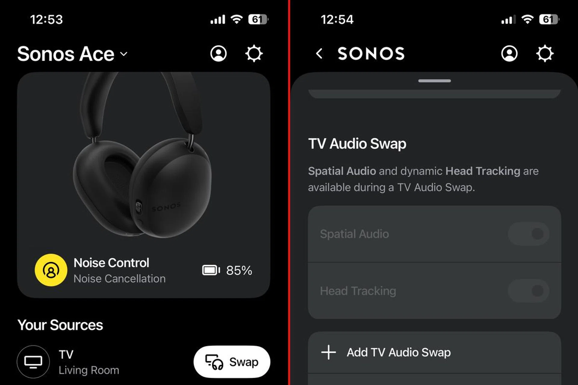 The Sonos app is easy to use and has decent customisability for the Ace. Photo: HWZ