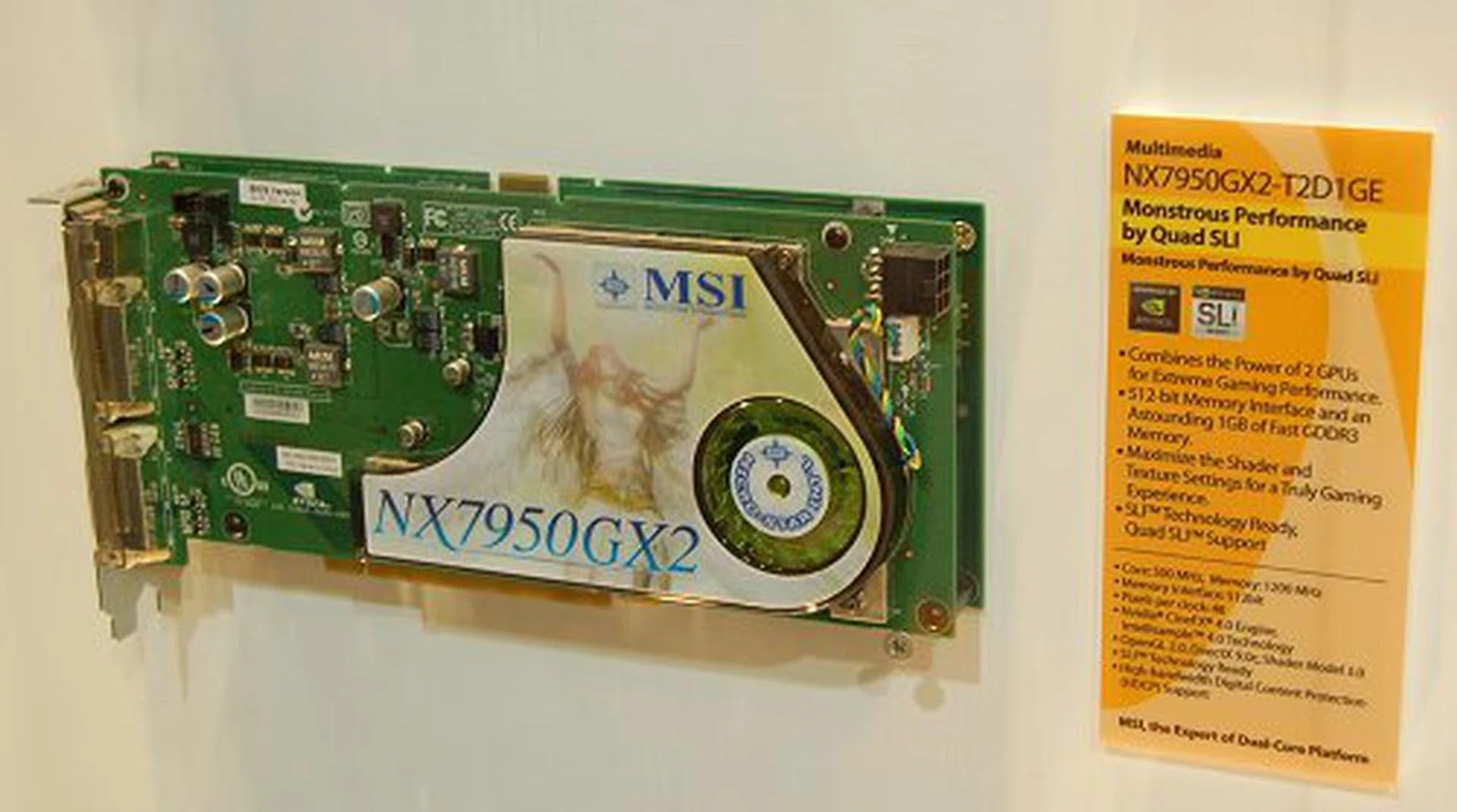 NVIDIA 7950GX2 is the latest darling for extreme gaming performance and MSI is one of several big names to have production units ready for retail.