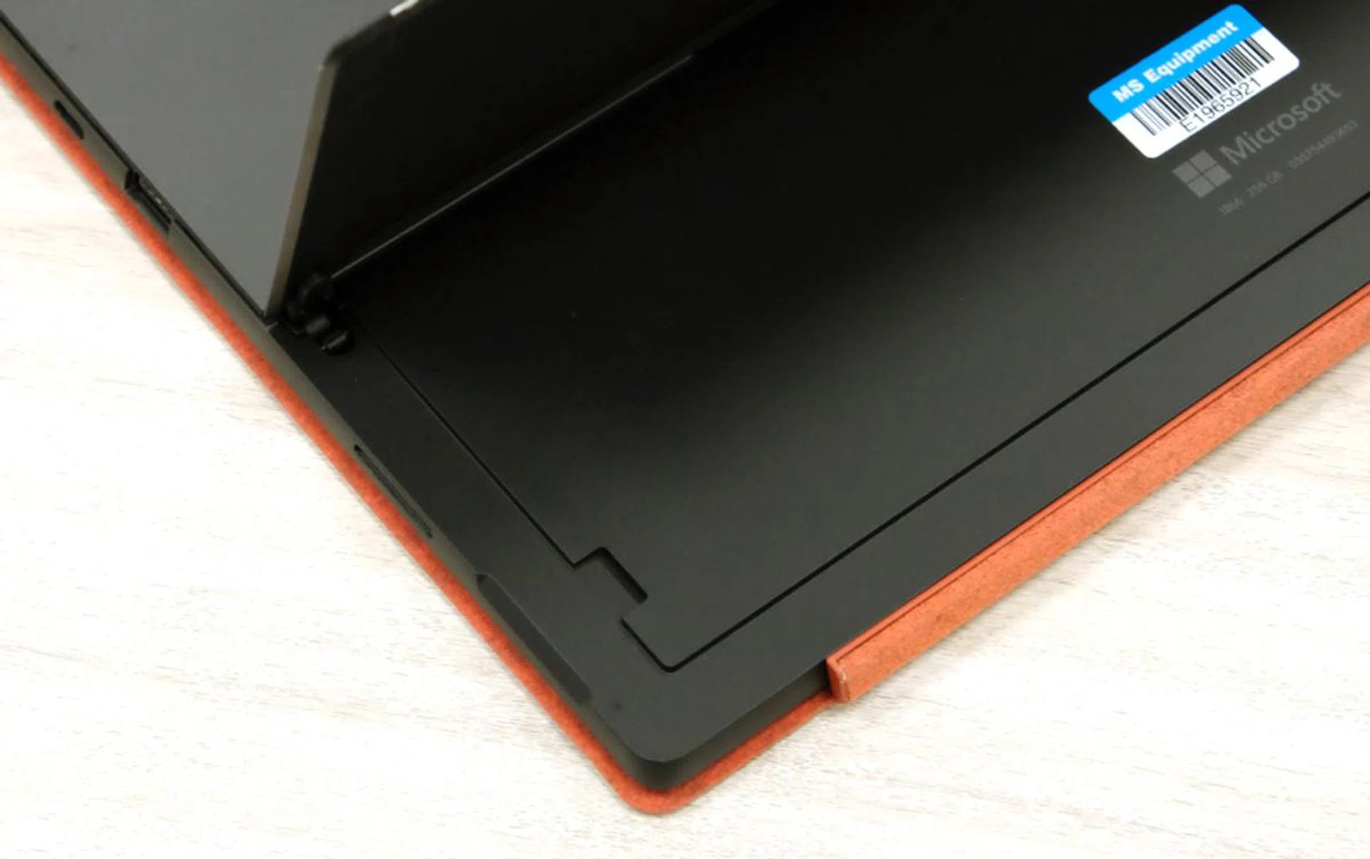 The microSD card reader is under the kickstand.