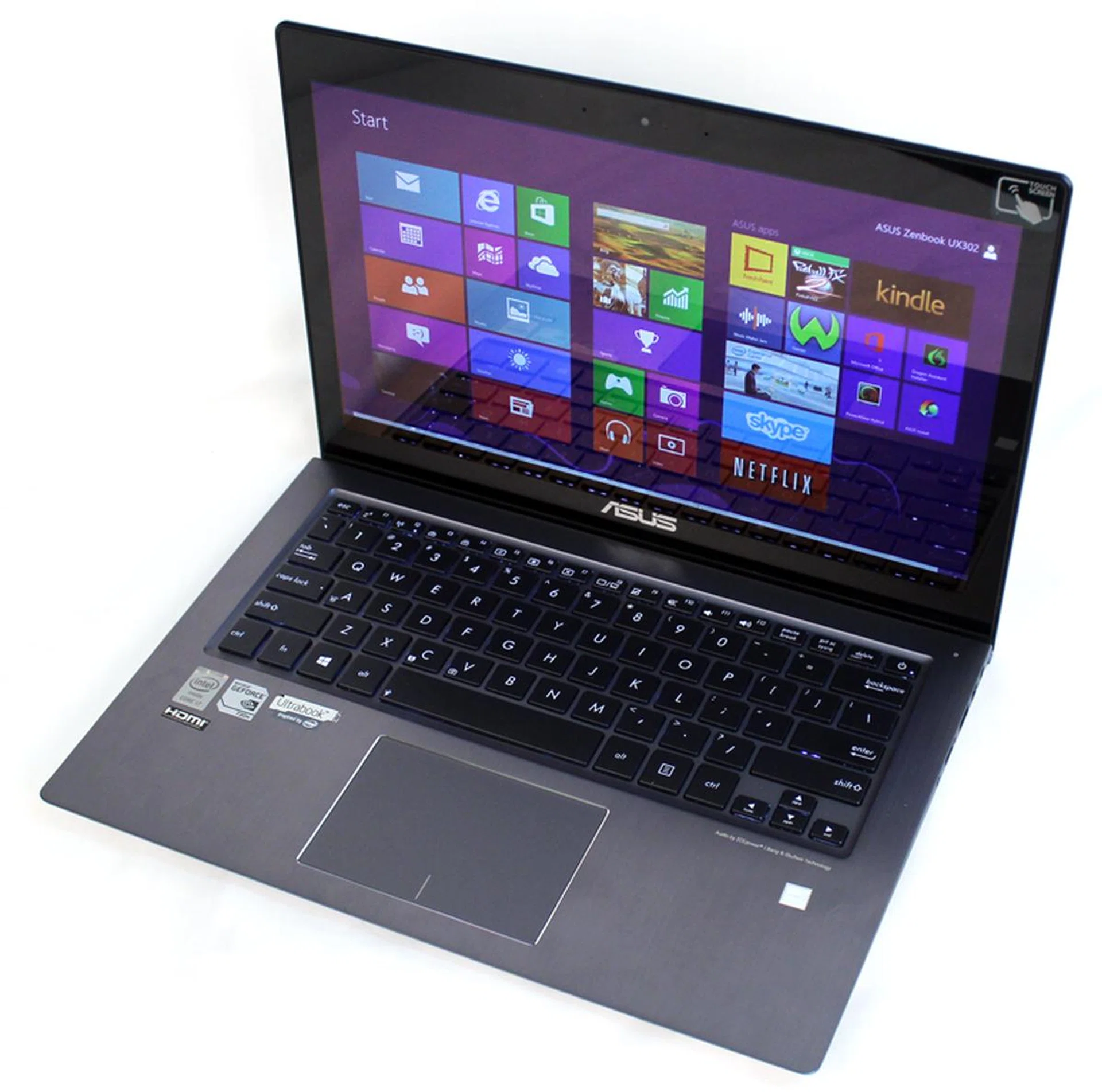 The interior of the UX302 looks more like Zenbooks of the past, with a clean, dark grey brushed aluminum finish.