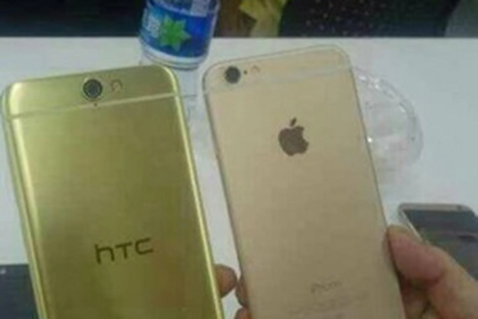 An alleged image of the HTC One A9 taken alongside the Apple iPhone 6.
